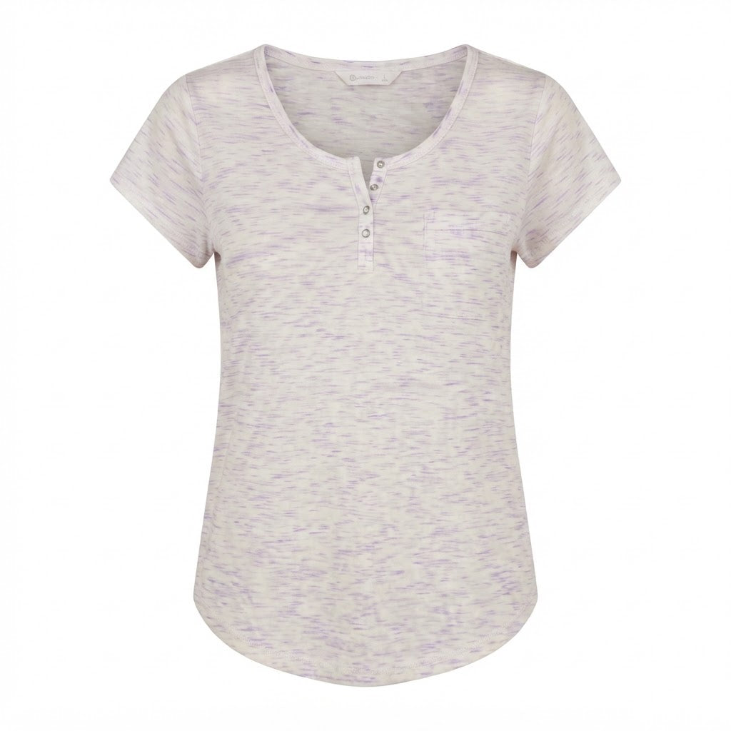 B collection Lavender Space-Dye Henley T-Shirt with Curved H