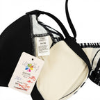 Women's Black and White Striped Triangle Bikini Top