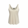 Women's Cream Scoop Neck Linen Blend Tank Top