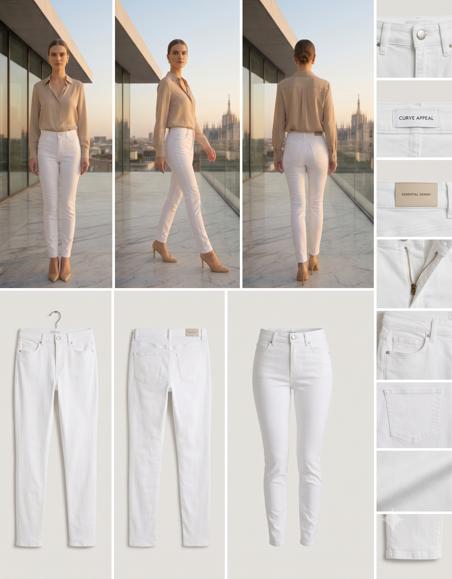 Curve Appeal White High-Rise Essential Skinny Jeans Size 12