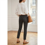 Women's Black & black Geometric Slim Fit Trousers