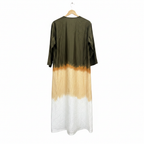 Women's Olive and White Color-Block Longline Kimono