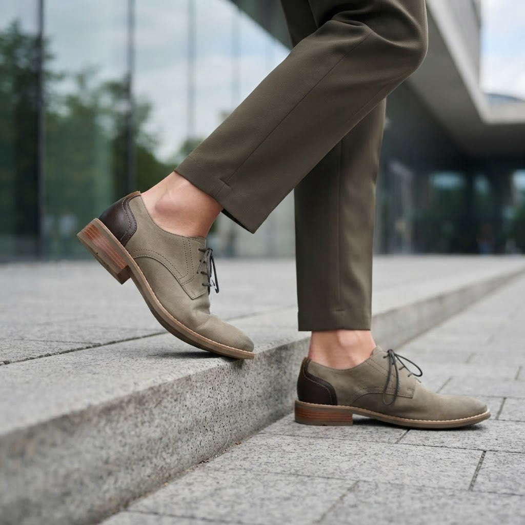 Men's Garamond Taupe Nubuck Derby Shoes