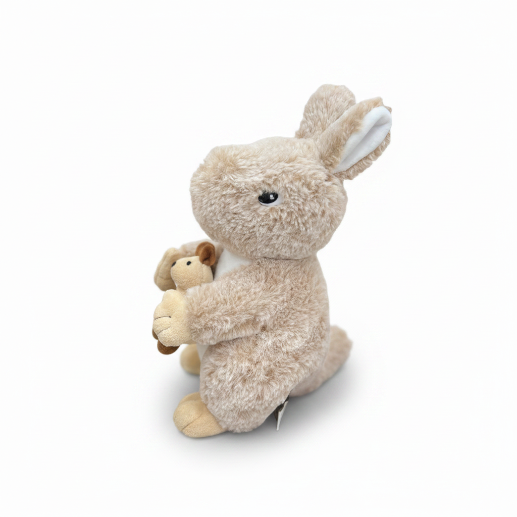 Soft Beige Mother and Baby Bunny Plush Toy