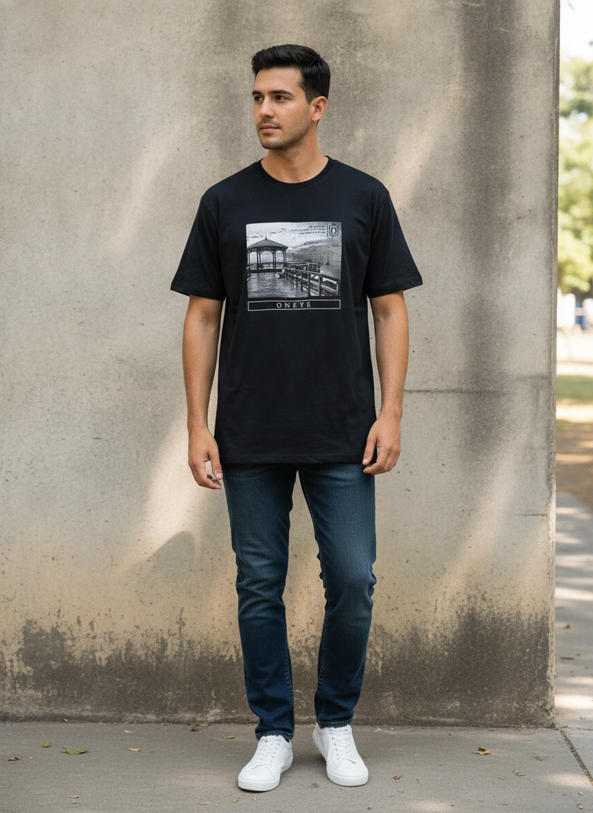 ONEYE Black ONEYE Graphic Print Relaxed T-Shirt
