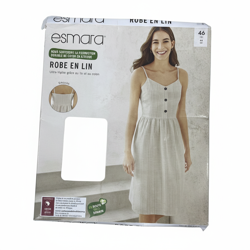 Esmara Women's Cotton Summer Dress Beige Spaghetti Strap