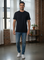 Cotton:On Cotton:On Navy Crew-Neck Regular Fit Cotton T-Shir