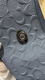 COACH NEW YORK Steel Blue Embossed Leather Shoulder Bag