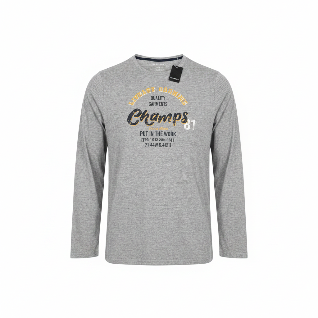 LIVERGY Men's Gray Long Sleeve Graphic T-Shirt - Size M