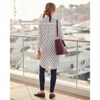 SHEIN Women's White Geometric Pattern Long-Sleeved Kimono Abaya