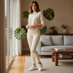 Gina Benotti Women's Cream High Waisted Leather Leggings