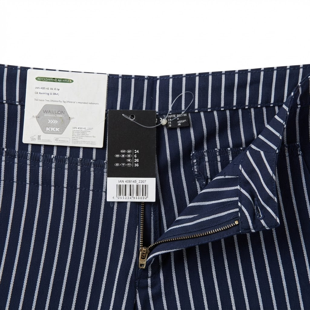 Women's Navy and White Striped Tailored Shorts