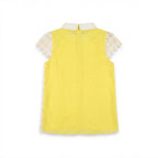 Women's Yellow and White Floral Lace Collar Blouse