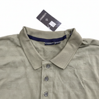 LIVERGY Men's Long Sleeve Textured Olive Green Polo Shirt