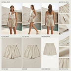 Sand Beige High-Waisted Linen-Blend Relaxed Shorts