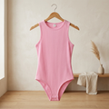 SHEIN Pink Ribbed Strapless Snap-Crotch Bodysuit