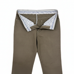 GIOMANI Men's Olive Green Straight-Leg Cotton Twill Trousers