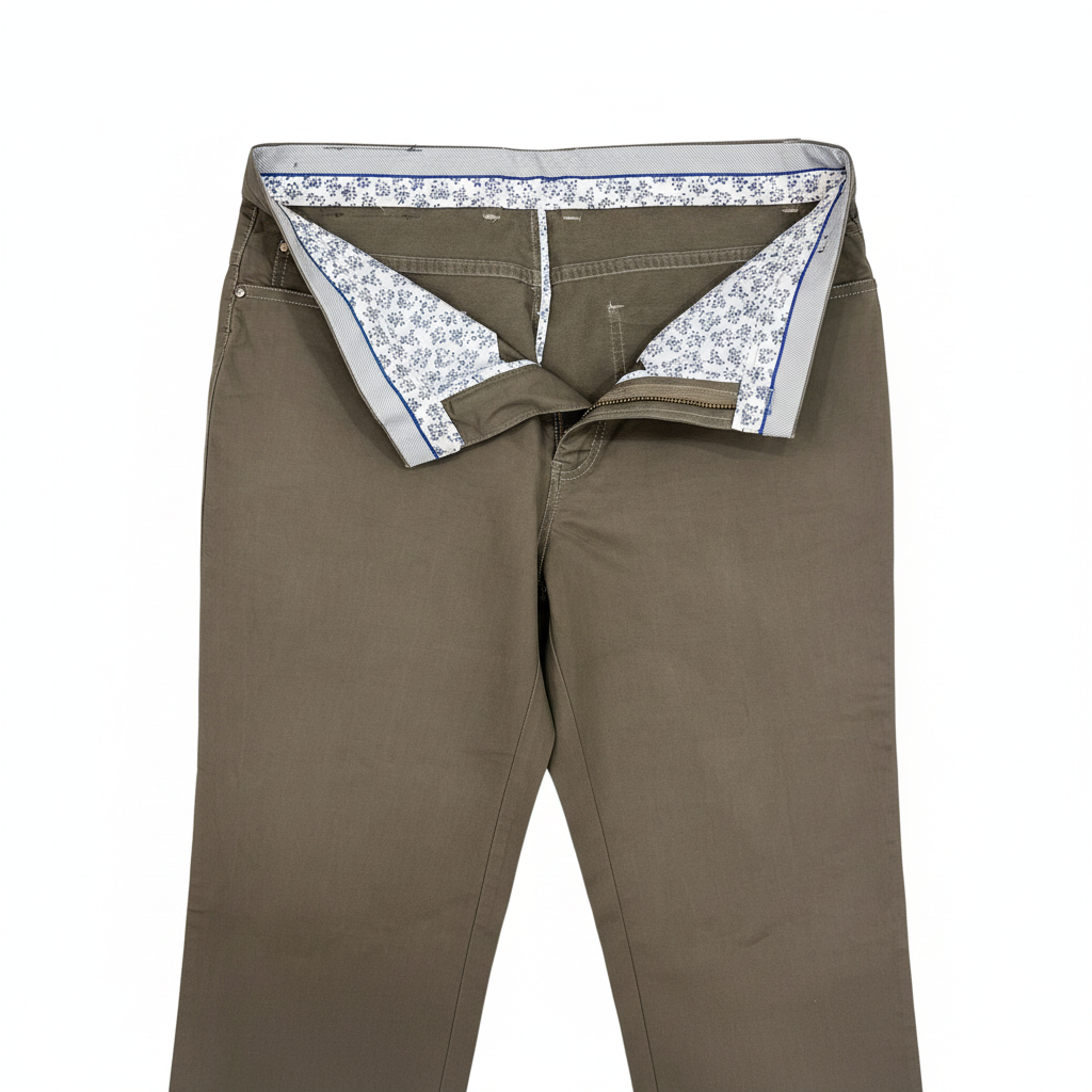GIOMANI Men's Olive Green Straight-Leg Cotton Twill Trousers