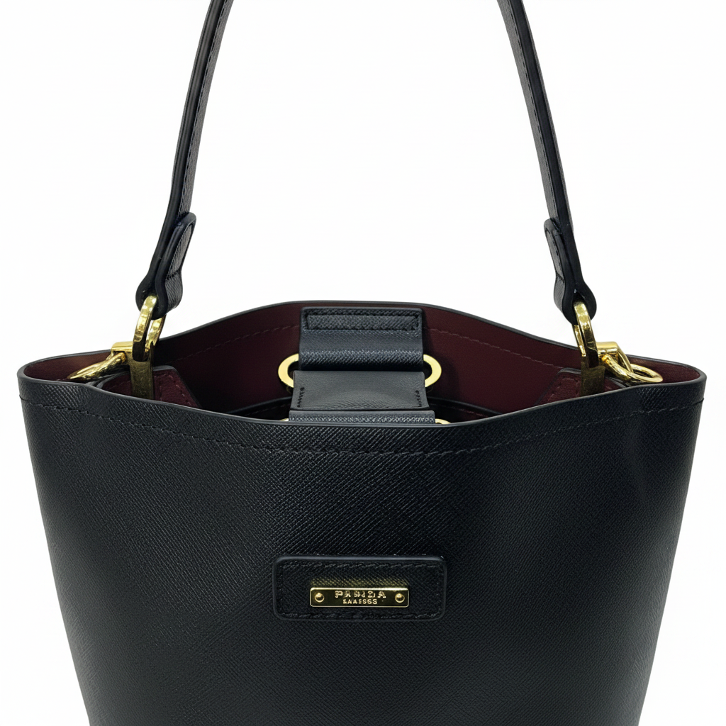 Prada Black Saffiano Leather Bucket Bag