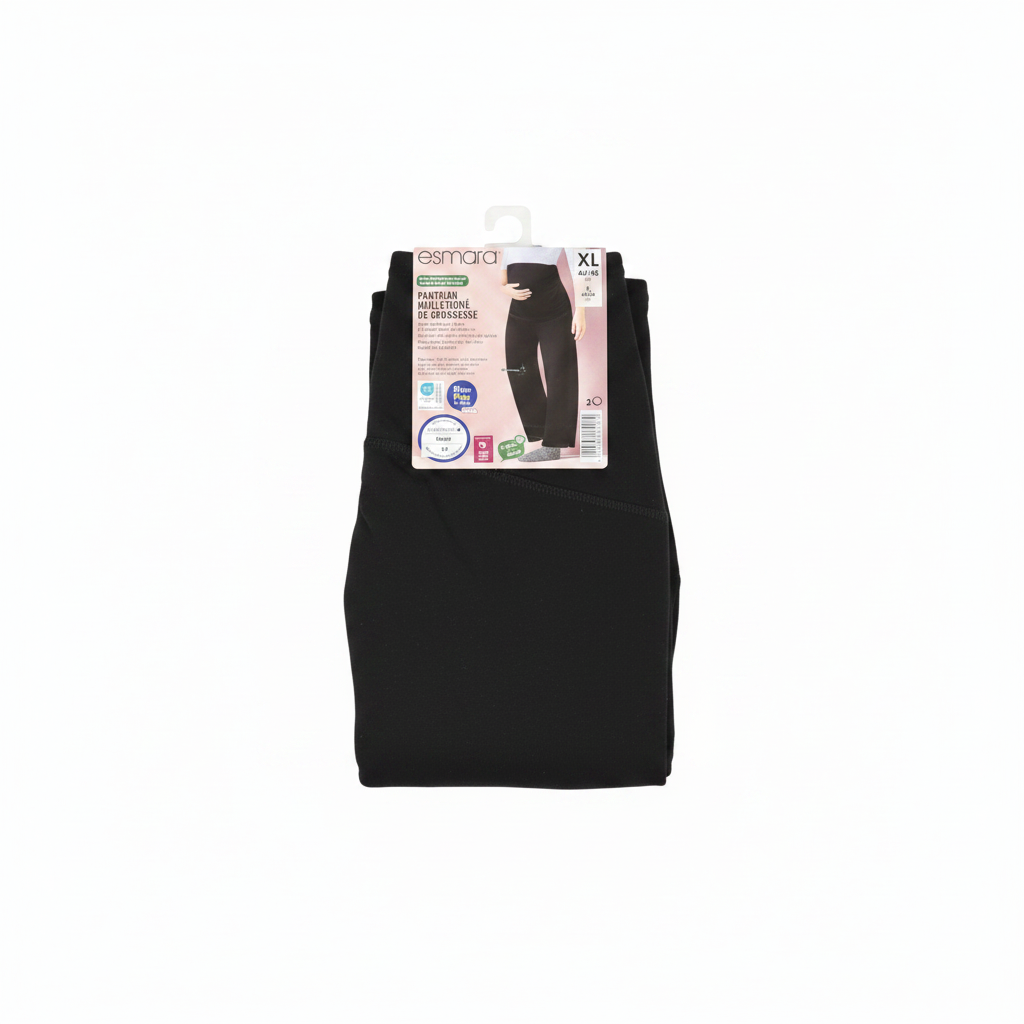 Esmara Women's Black Cotton Maternity Wide Leg Trousers XL