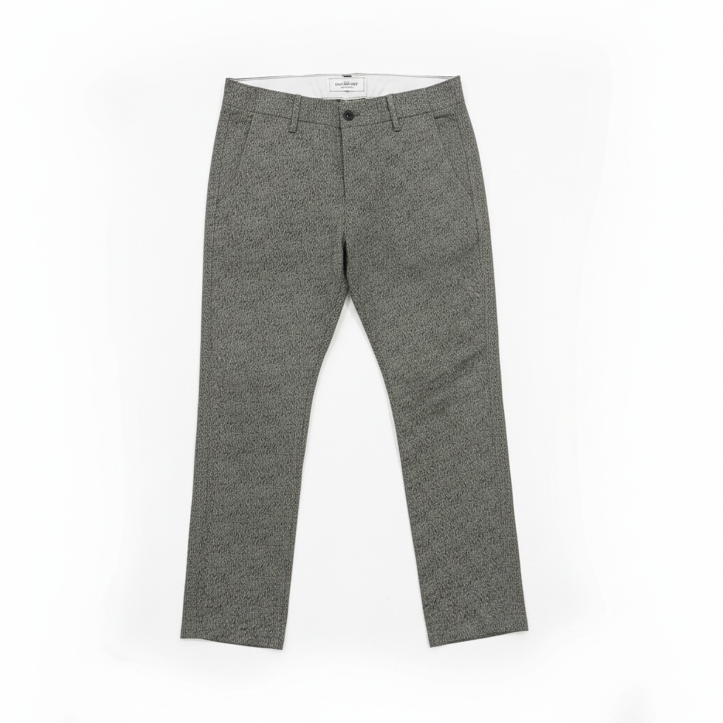 Men's Grey Textured Slim Fit Wool Blend Trousers