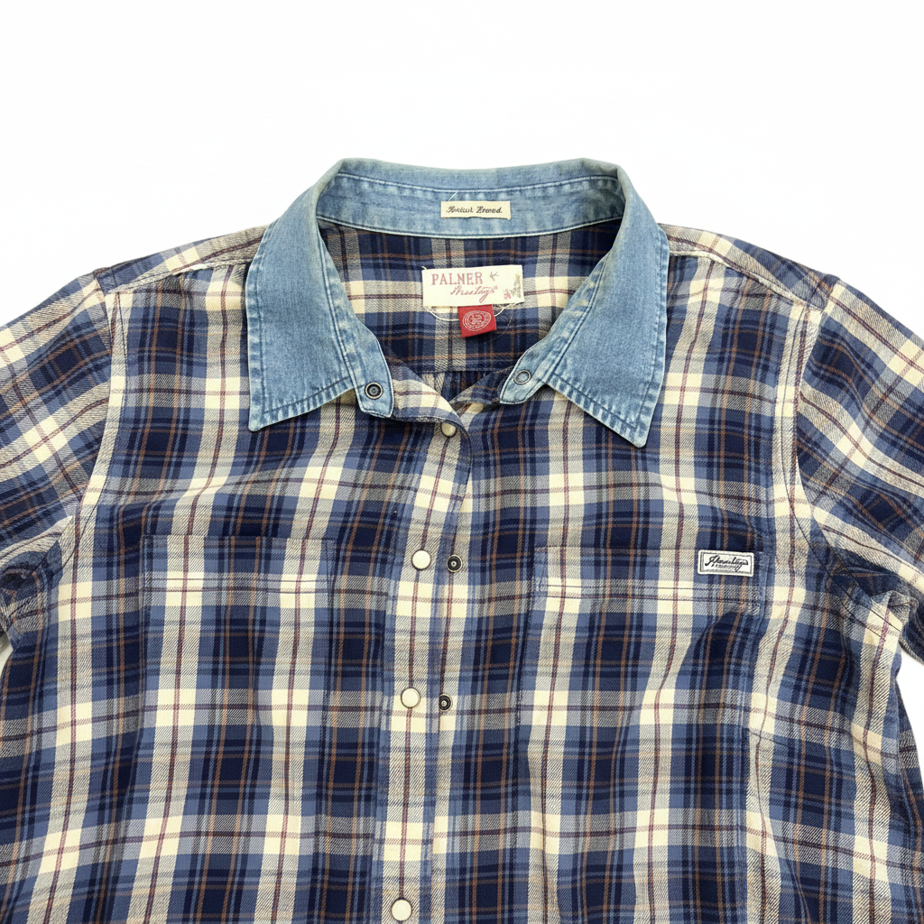 Falmer Heritage Blue Plaid Shirt with Denim Collar