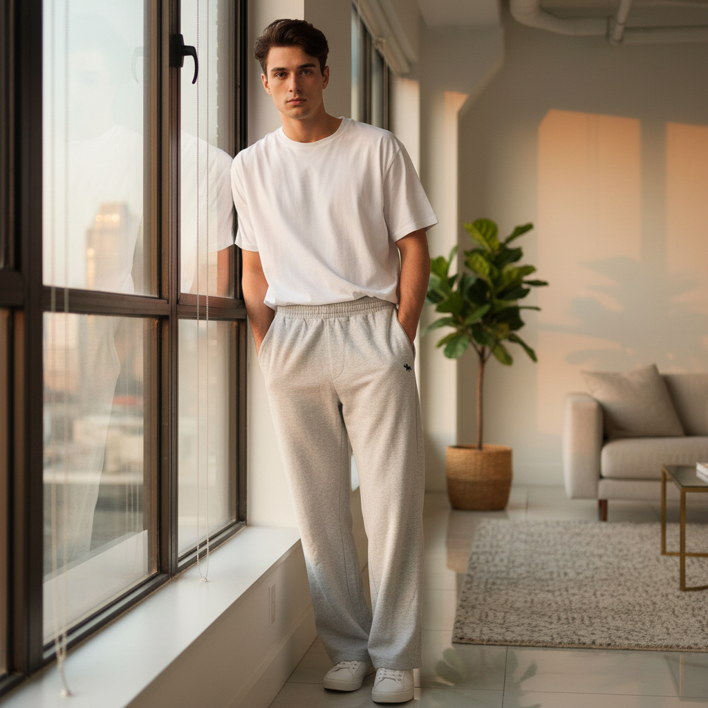 Polo Ralph Lauren Grey Heather Wide-Leg Sweatpants