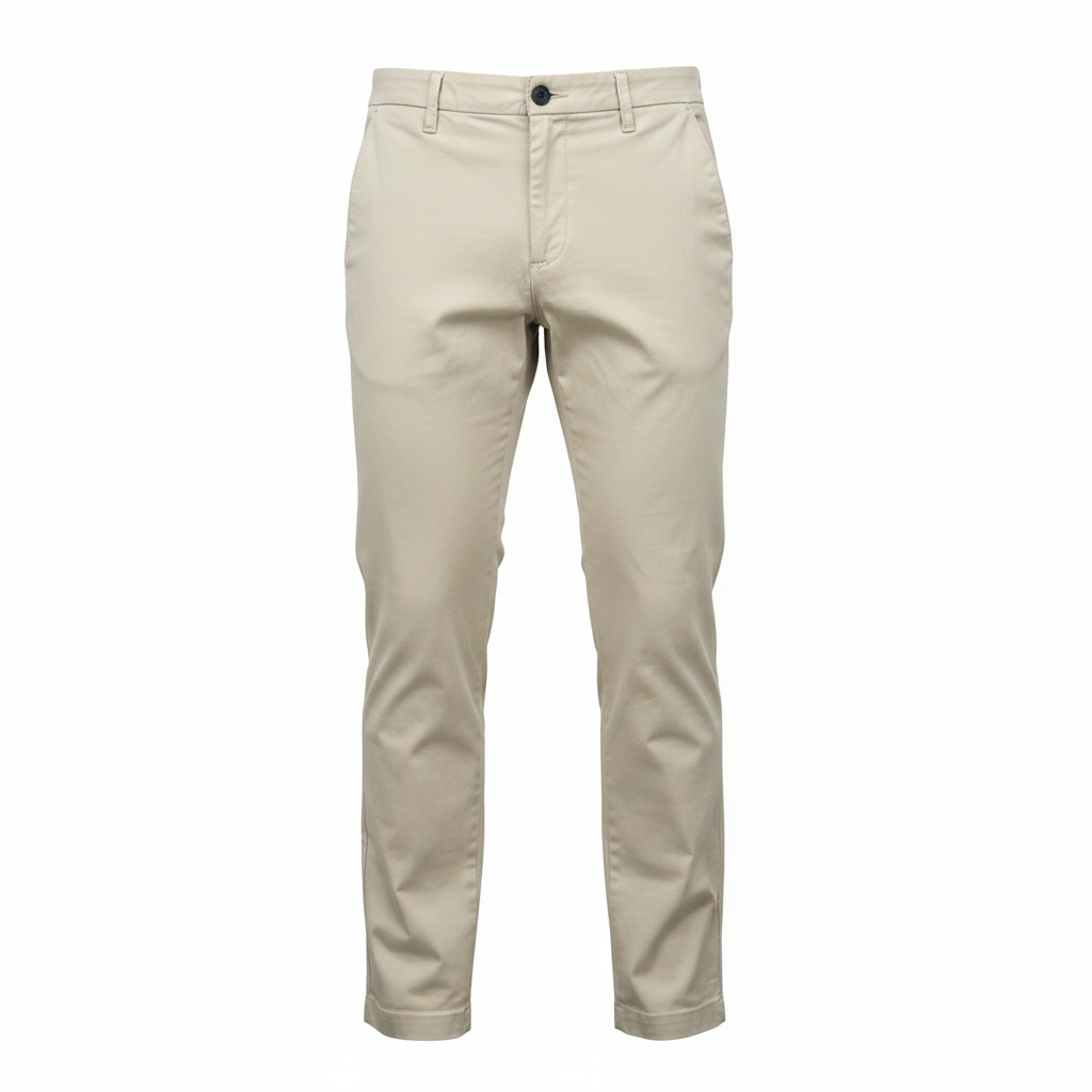 max Men's Beige Straight-Leg Cotton Chino Trousers