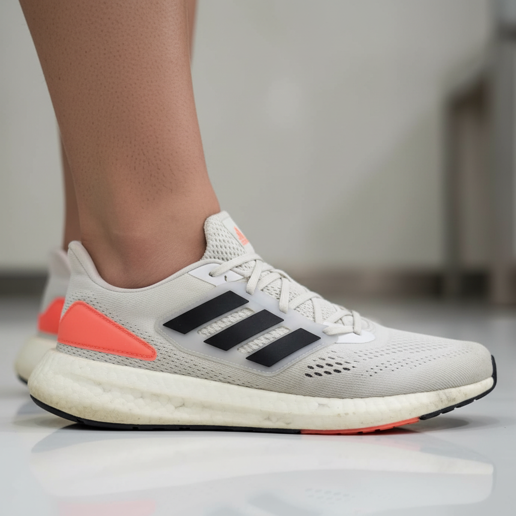 Adidas Women's Grey and Orange Running Sneakers