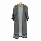 Women's Navy and White Printed Longline Kimono