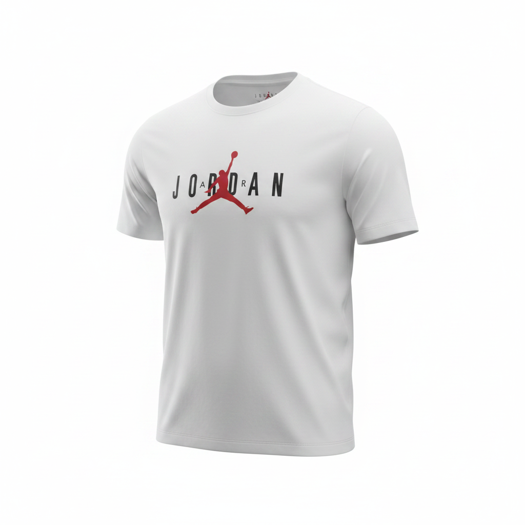 JORDAN Men's White Graphic Print Short Sleeve Cotton T-Shirt