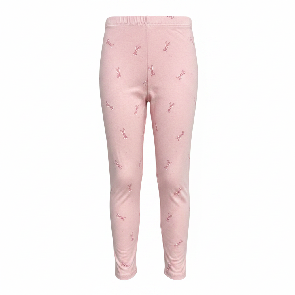 DUNNES Kids' Pink Bunny Print Cotton Leggings