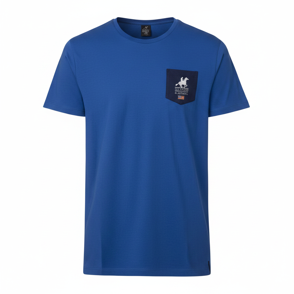 Livergy x U.S. Grand Polo Men's Blue Cotton Pocket T-Shirt