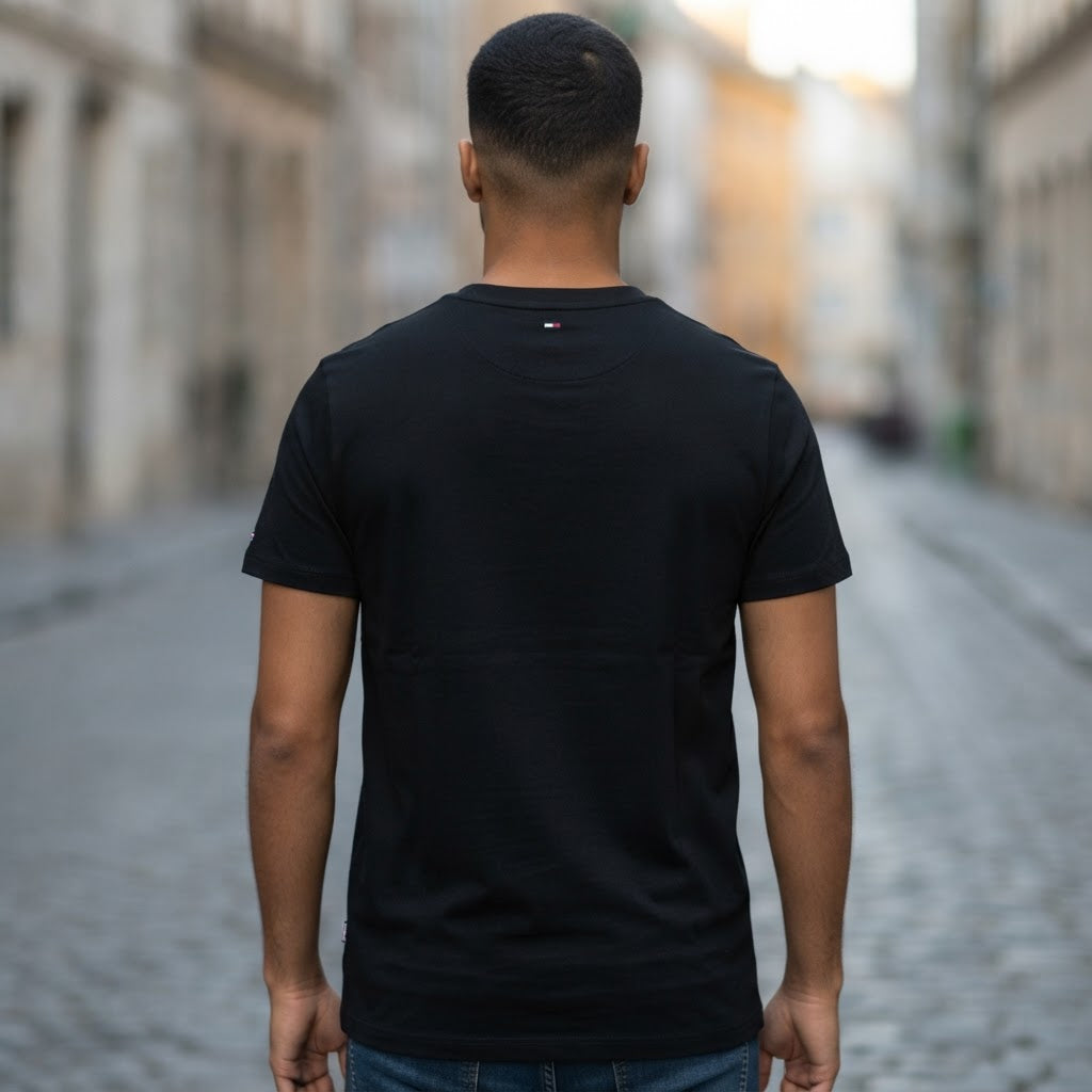Tommy Jeans Black Tommy Jeans Crew-Neck T-Shirt with Bicolou