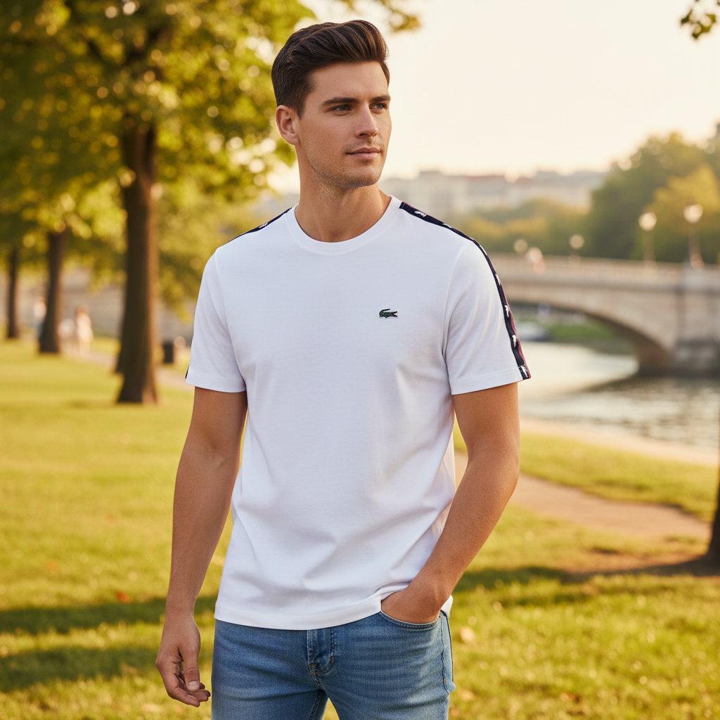 Lacoste Men's White Regular Fit Logo T-Shirt - 3XL