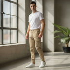 NICENICENIC Khaki Cargo Jogger Trousers with Bellowed Pocket