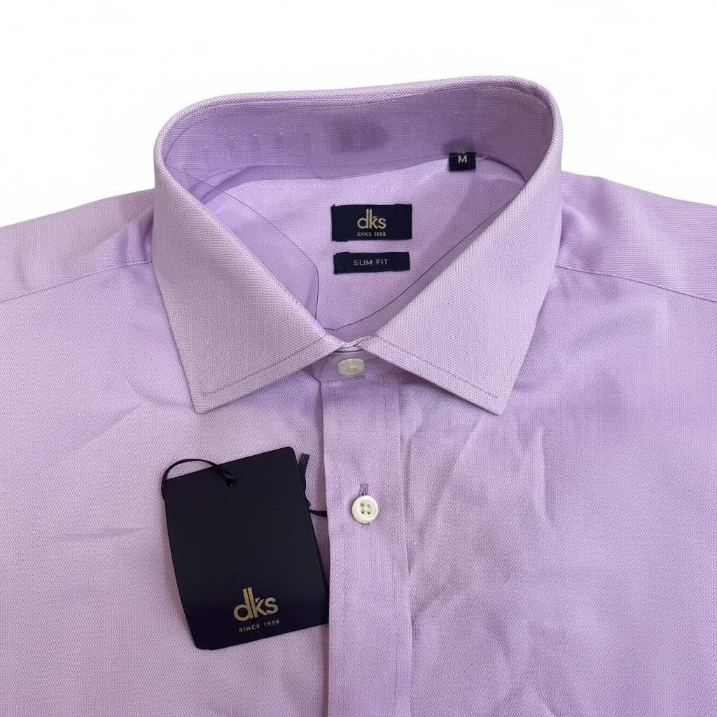 dks Men's Slim Fit Lilac Long Sleeve Button Down Shirt