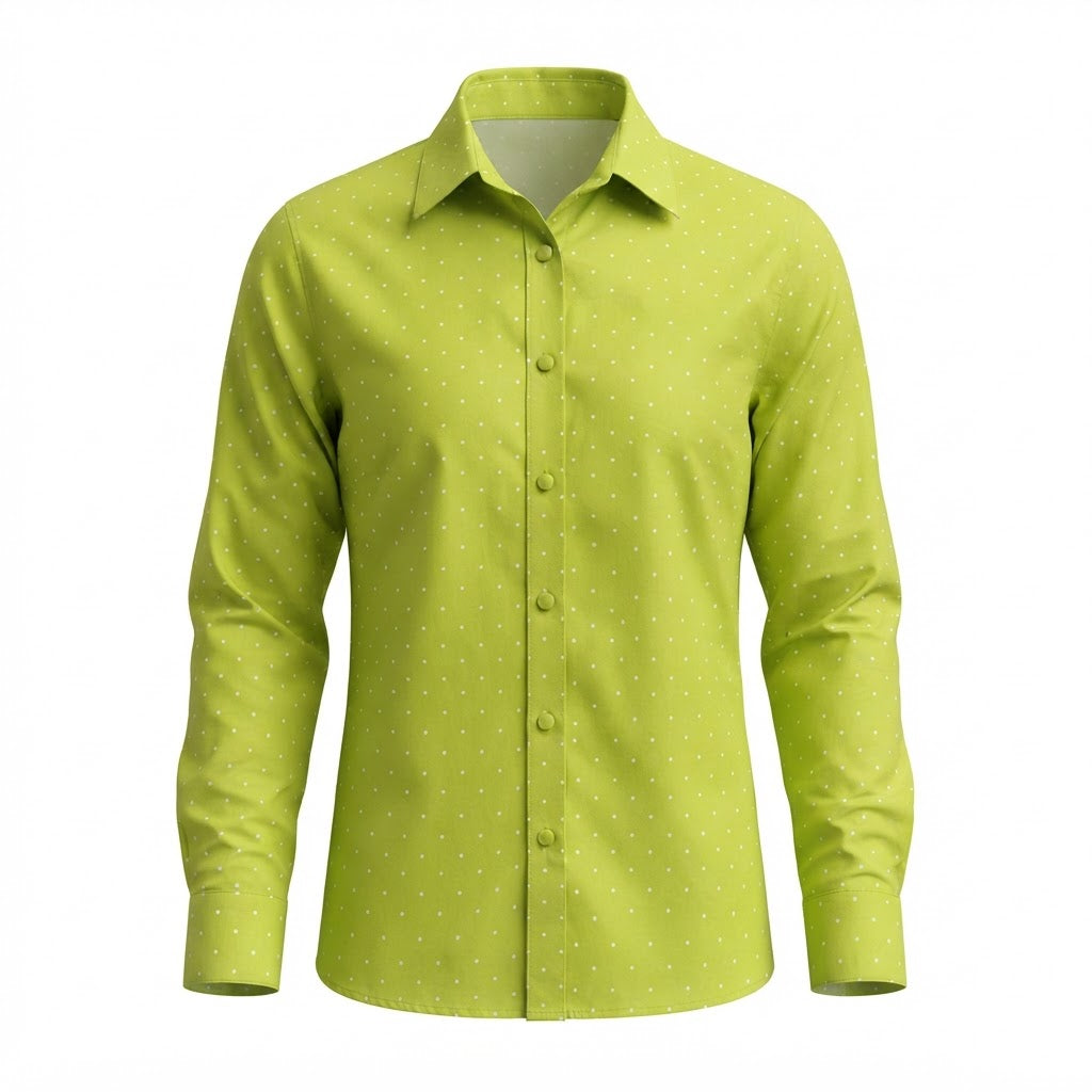 Women's Lime Green Polka Dot Button-Down Shirt