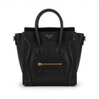 CÉLINE PARIS Black Smooth Leather Structured Nano Tote