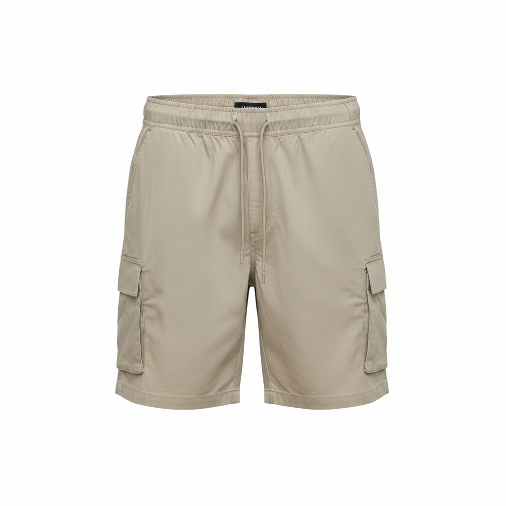Livergy Men's Khaki Cargo Shorts with Elastic Waist