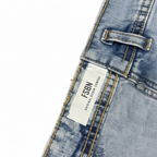 Women's Light Blue Distressed Acid Wash Slim-Fit Jeans