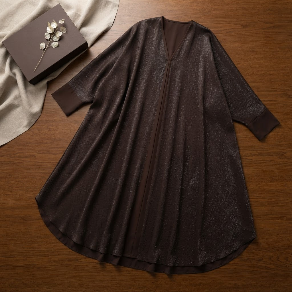 represent Chocolate Brown Shimmer Kaftan-Style Floor-Length