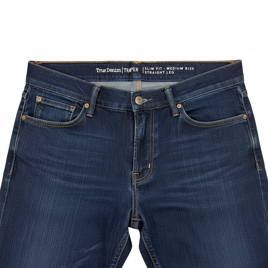 Women's Dark Blue Slim-Fit Straight-Leg Denim True Denim Jeans