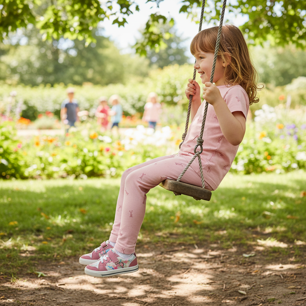 DUNNES Kids' Pink Bunny Print Cotton Leggings