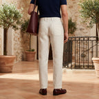 ZARA MAN Women's Off-White Casual Wide-Leg Linen Trousers