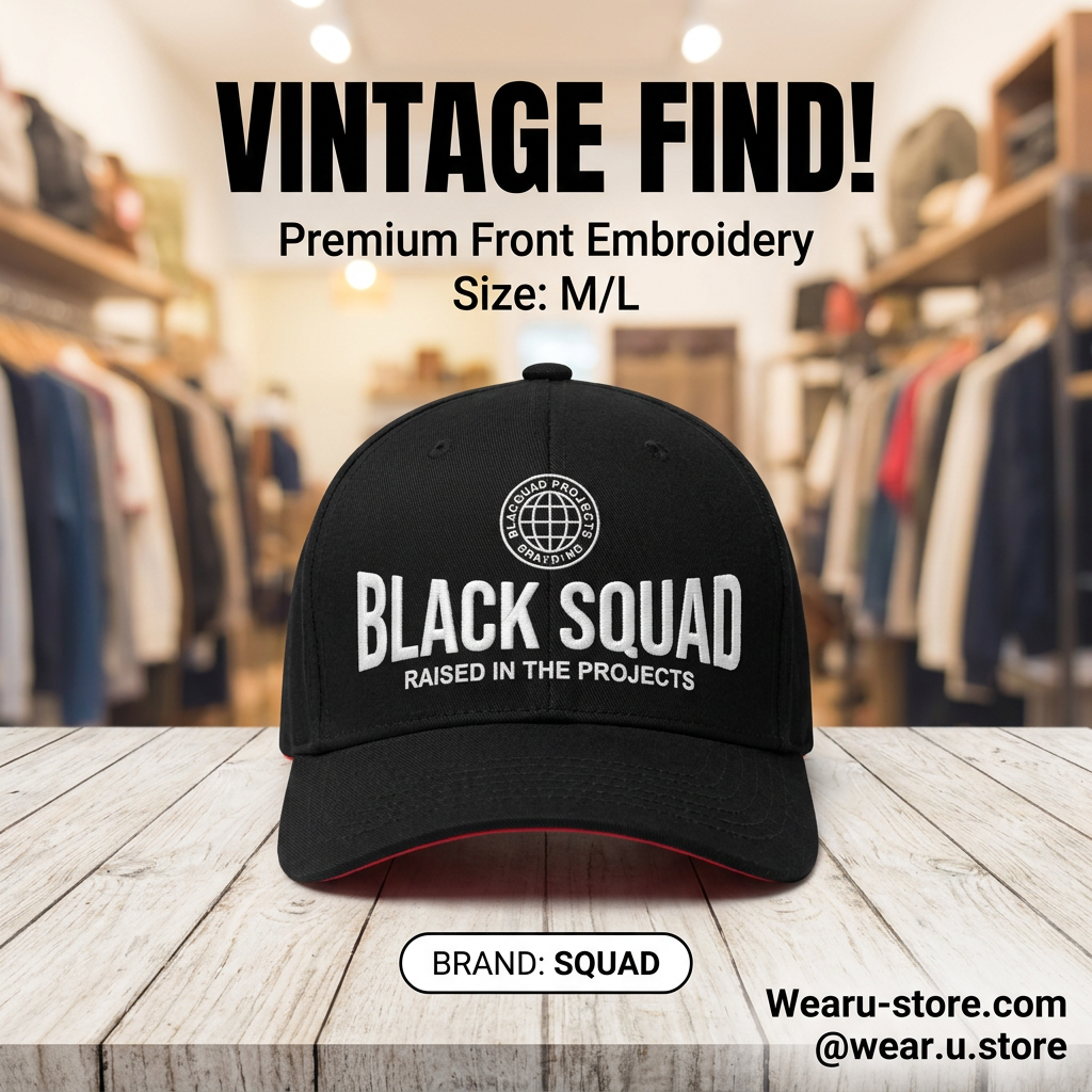 BLACK SQUAD red Squad Red & red Distressed Baseball Cap