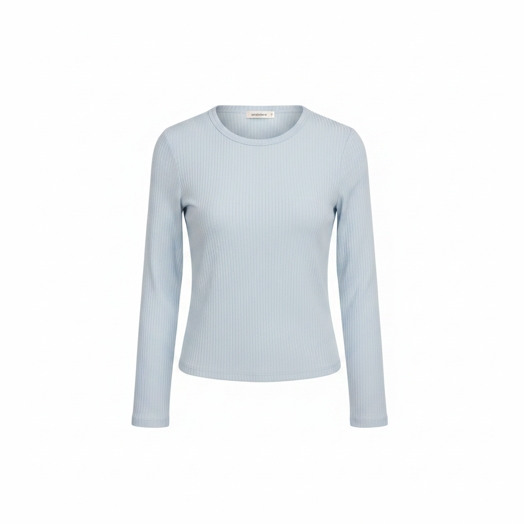 Ardene Collective Light Blue Ribbed Long Sleeve Top