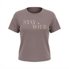 Women's Mauve Stay Wild Leopard Graphic T-Shirt
