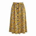 Treasure Island Women's Yellow Floral Button-Down Midi Skirt