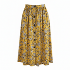 Treasure Island Women's Yellow Floral Button-Down Midi Skirt